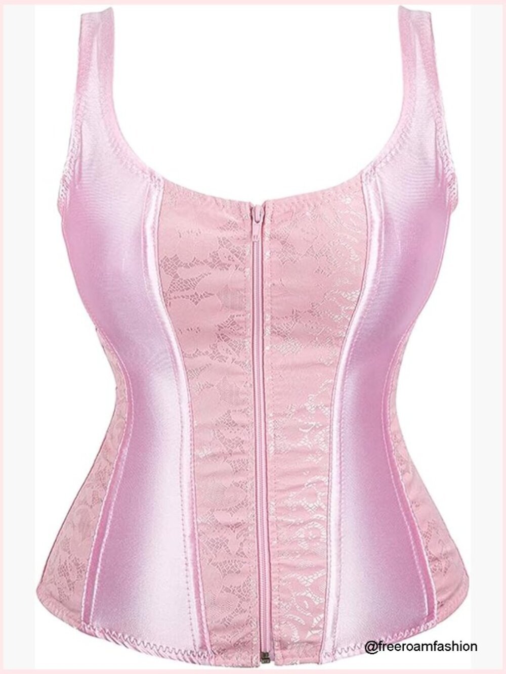 Sexy Lace Up Gothic Jacquard Shoulder Strap Corset Bustier Top Women